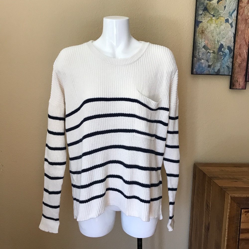 Madewell Thompson Navy Striped Sweater Sz M